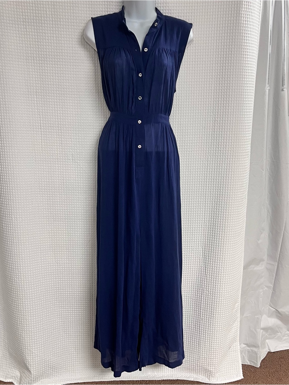 Mara Hoffman Navy Sleeveless Button-Front Jumpsuit size small